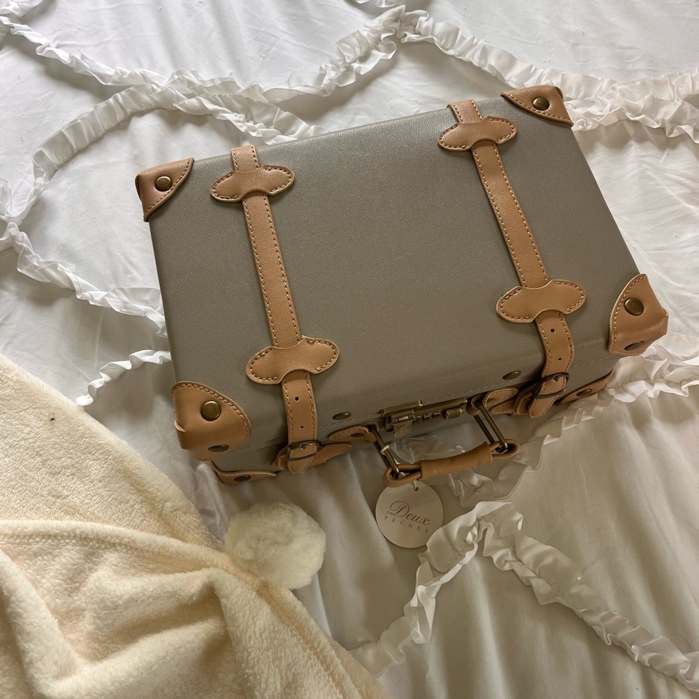 Gray and Tan Train Case - Trunk
